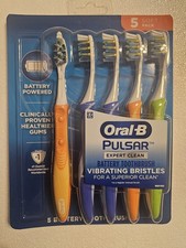Oral-B Pulsar Toothbrush Expert Clean Soft Bristles Vibrating Battery Op 5 pack
