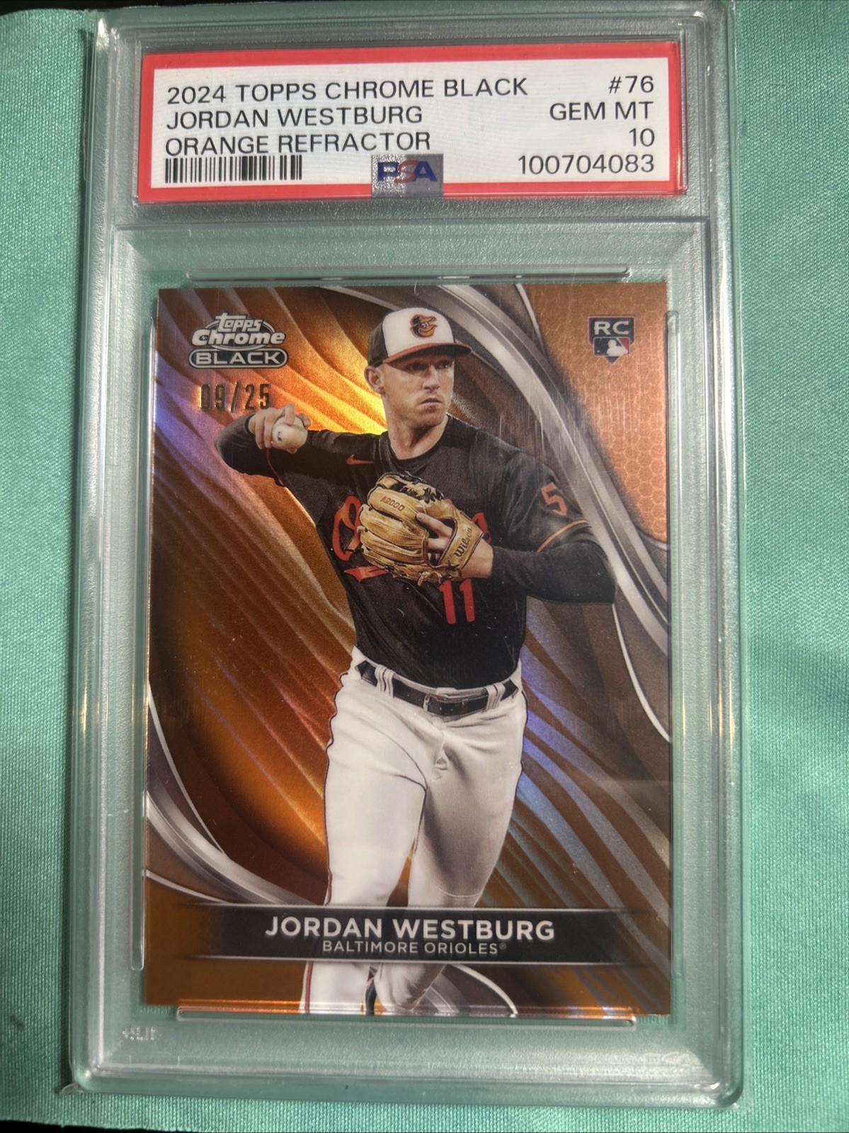 2024 Topps Chrome Black - Jordan Westburg #76 Orange Refractor /25 (RC) Psa 10
