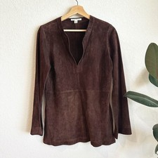 VTG Banana Republic Suede Leather Tunic Top S...