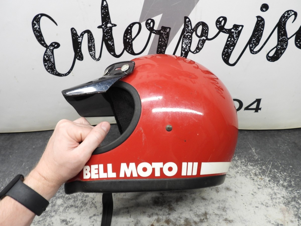 Vintage Bell Moto 3 Helmet & Visor 2891 | eBay
