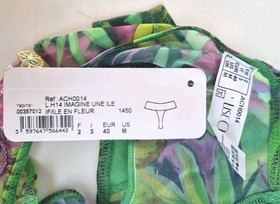 Lise Charmel Thong Ile En Fleur Embroidered Lace Green Multi Floral Size Medium.