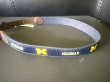 THE UNIVERSITY OF MICHIGAN WOLVERINES MEN'S CANVAS RIBBON BELT GO BLUE MAIZE NEW
