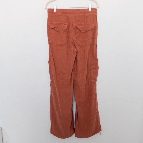 Y2K American Eagle Damen Cargohose Größe 4 rostorange weites Bein Leinenmischung - Bild 6 von 7