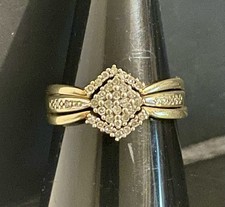 9ct 375 Yellow Gold Diamond Stacker Rings x 3. Size S, 3.97g Hallmarked Vintage