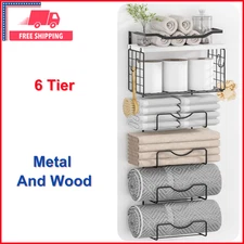 Towel Racks For Bathroom, Towel Rack Wall Mounted, 6 Tier, Folded Towel Holder