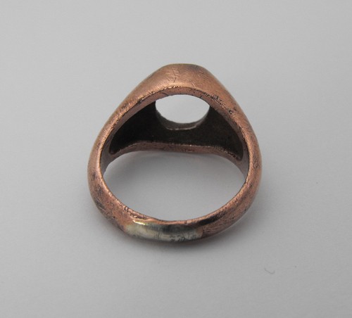 Handmade Sterling Silver Gypsy Style Oval Top Copper Coated Ring Band Setting - 第 5/6 張圖片