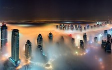 Landscape skyscraper cityscape mist dubai night urban Custom Gaming Mat Desk
