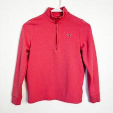 Vineyard Vines Girls Micro Striped Pink 1/4 Zip Pullover Logo Medium 12-14