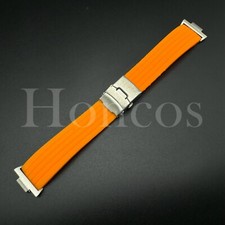 Replacement Orange Rubber Watch Strap Fits for Tissot PRX Clasp and Adapter
