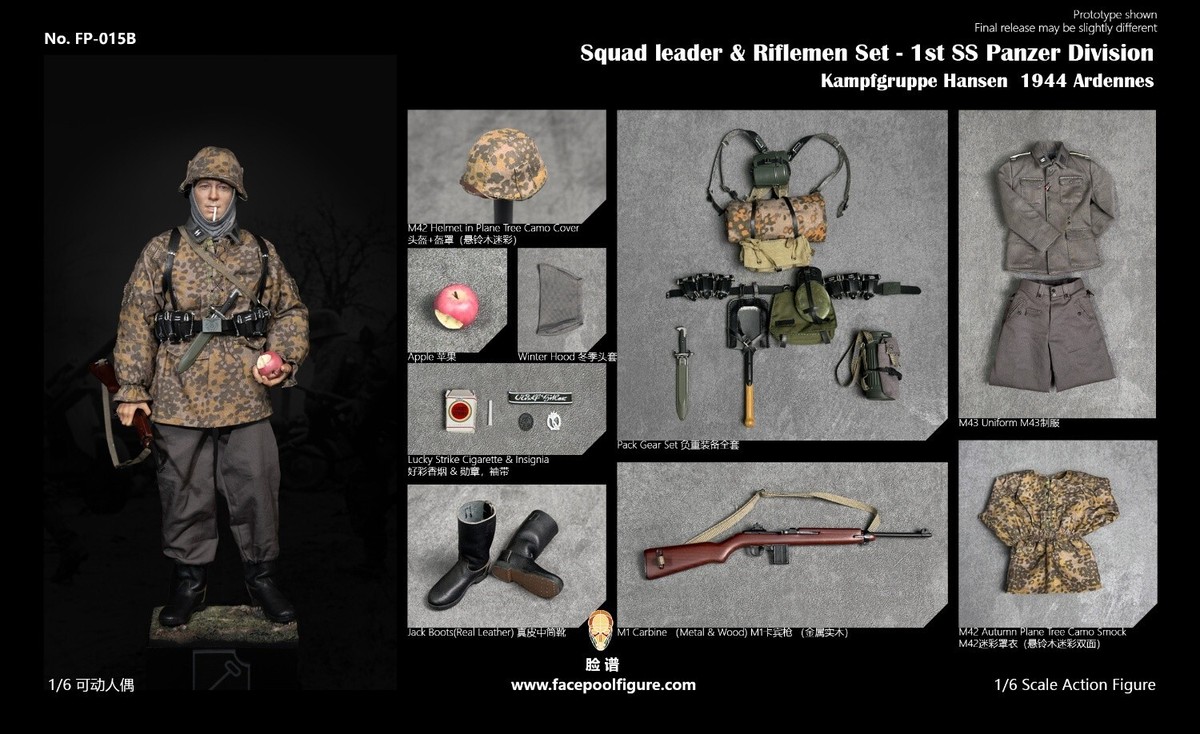 Facepoolfigure 1:6th 1st SS Panzer Division Squad Riflemen Soldier