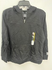 Xersion Black Pullover Quarter Zip Hoodie Sweatshirt Boys Sz L 14/16 Quick Dry