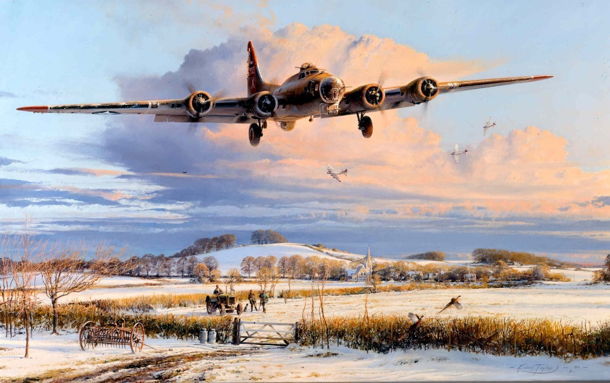 Winter's Welcome by Robert Taylor aviation art print signed by