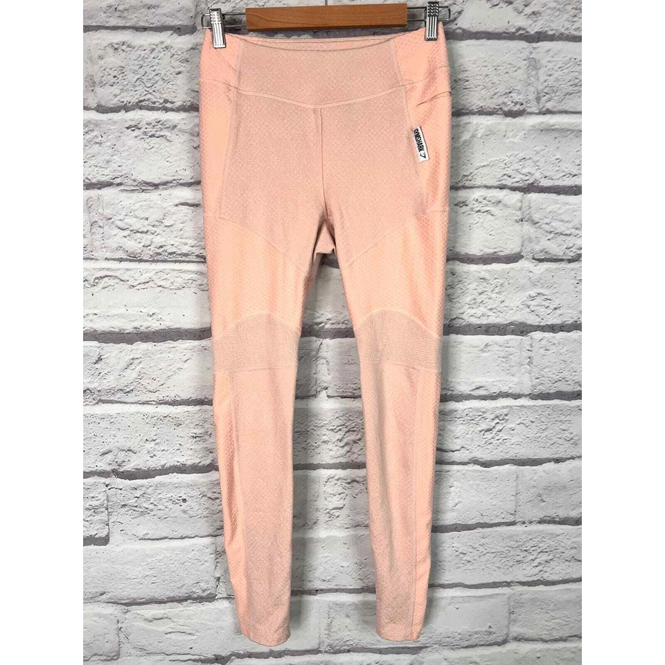 GYMSHARK Women's M Pink Blush True Texture High Waist Stretch Yoga Gym Leggings - Image 2 of 4