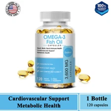 Omega 3 Fish Oil Capsules 3x Strength 3600mg EPA & DHA Highest Potency