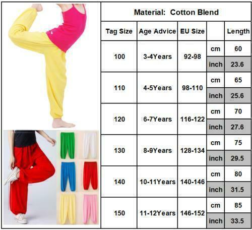 Kids Girls Boys Plain Harem Trousers Ali Baba Pants Baggy Hareem Yoga Leggings- - Picture 4 of 21