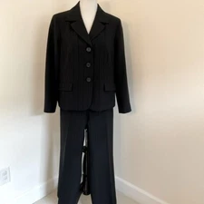 Women’s Suit Studio Petite Charcoal Pinstripe Pantsuit
