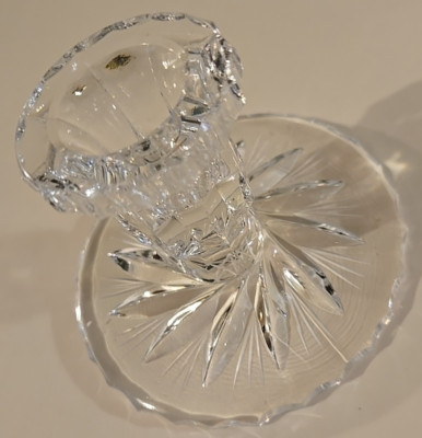 Elegant Cut Glass Crystal Pinwheel Candle Holder Classic Home Table Decoration