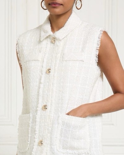 Gallery Women’s Sleeveless Bouclé Waistcoat Jacket Ivory Size 8 UK - Picture 6 of 19