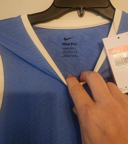 Nike Girls Pro Dri Fit Training Long Sleeve Top Blue Cream Shirt Youth large - Picture 6 of 8