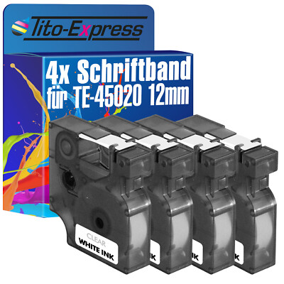 4x Schriftband für Dymo 45020 LabelManager 100 120P 150 160 200 450 500TS 350