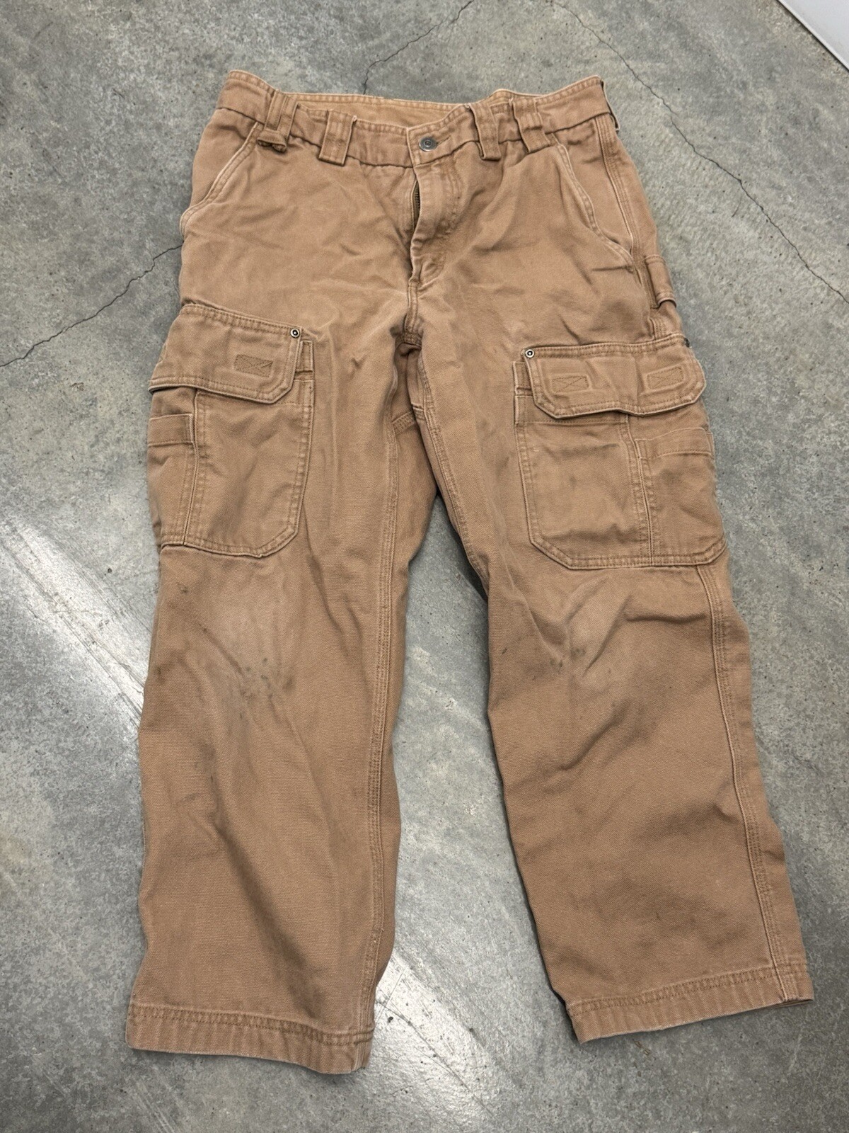 Duluth Trading Company Pants Men's 33x28 Brown Carpenter Cargo Hemmed Workwear