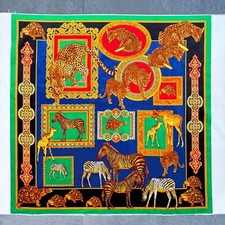 GIANNI VERSACE 1990s velvet fabric panel Exotic Animals print size 35"