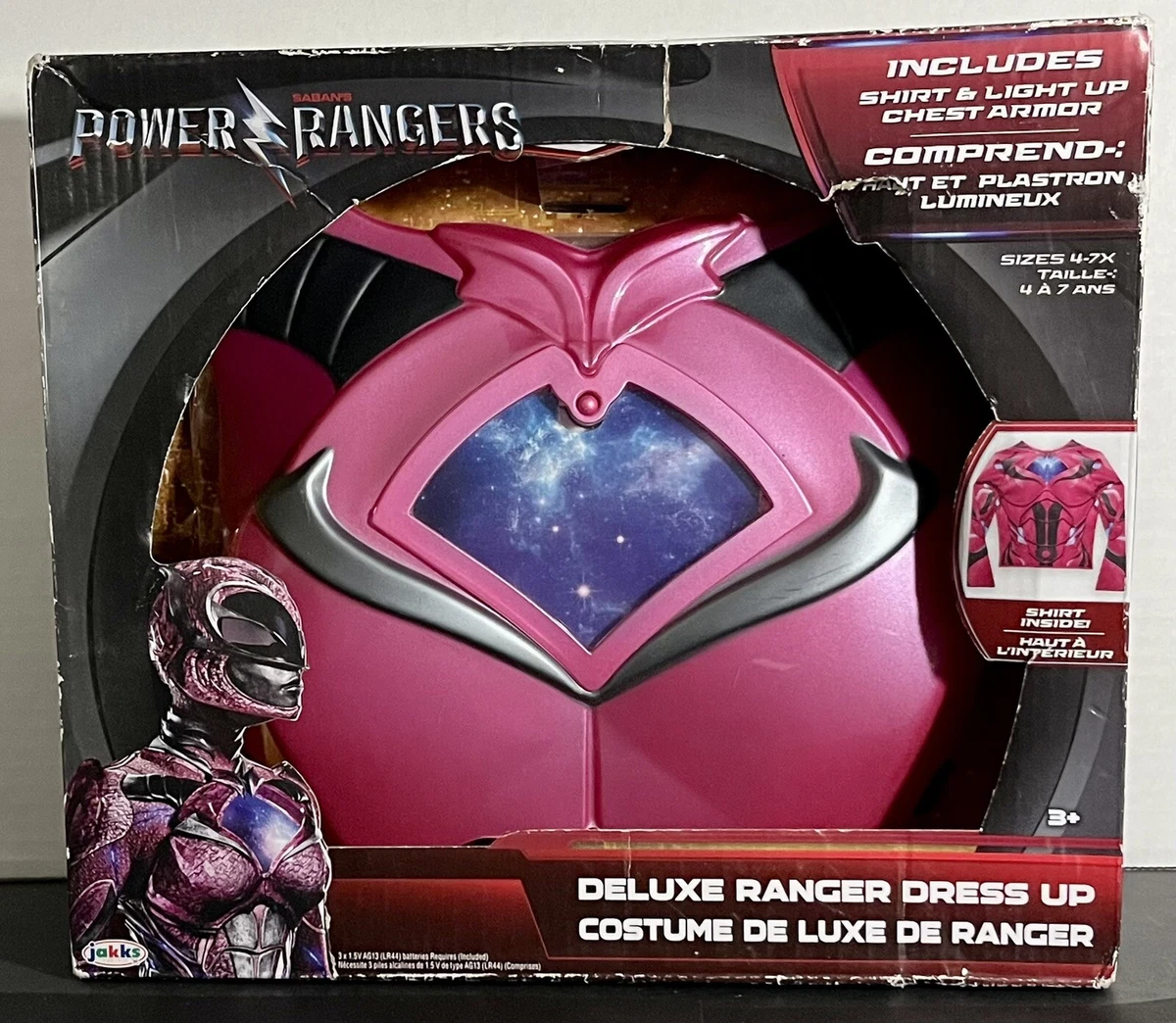 New Power Rangers Kids Girls Deluxe Dress Up Pink Ranger Costume Size 4 7x