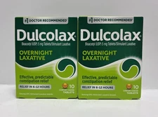 (2) Dulcolax 5Mg Overnight Laxative-10 Tablets Each-Exp.12/2026