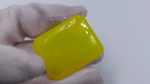 ALLURING 191 CT EGL CERTIFIED UNTREATED YELLOW OPAL EMERALD CUT LOOSE GEMSTONE - Video 1 of 1
