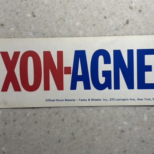 ORIGINAL VINTAGE UNBENUTZTER AUTOAUFKLEBER: NIXON-AGNEW 3 X 10" 1571 - Bild 3 von 6