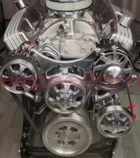 For Sbc 350 Serpentine Front Runner Pulley Drive Kit Chrome Ac Ps W Reservoir