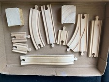 10 Pieces of Brio Railroad Wooden Track