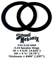 5 1/4" PVC Plastic Speaker / Spacer Rings, 5.25" 6MM Thick One Pair Made in USA