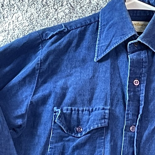Vintage Andhurst Mens Blue Corduroy Shirt 14-14 1/2 Long Sleeve Western - Picture 2 of 9