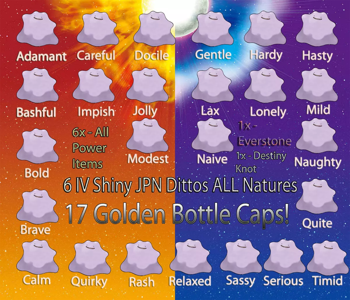 Ditto 6 IV Shiny Japanese Any NATURES ITEMS Pokemon Scarlet & Violet -   Israel