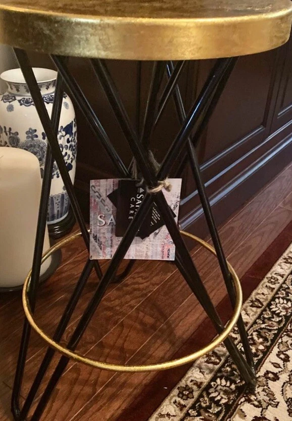 SAFAVIEH Lorna Gold Leaf Counter Stool | Black / Gold | - Image 2 of 3