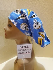 LA Chargers NFL Women's  Euro/Chef Surgical Scrub Hat/Cap Handmade