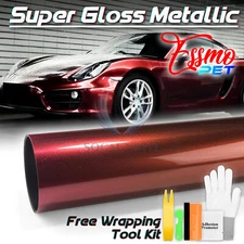 ESSMO PET Super Gloss Metallic Vampire Red Vehicle Vinyl Wrap Decal Like Paint