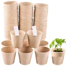 50 Pcs 6Cm Garden round Peat Pots Plant Seedling Starters Cups Nursery Herb Seed