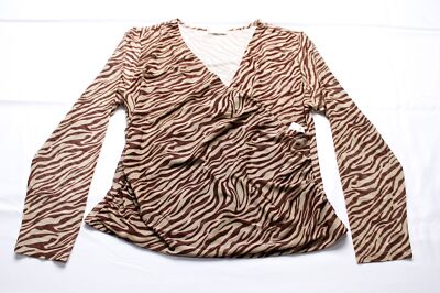 89th & Madison Women's Zebra Stripe Wrap Top AW5 African Zebra Rust Red US: XL