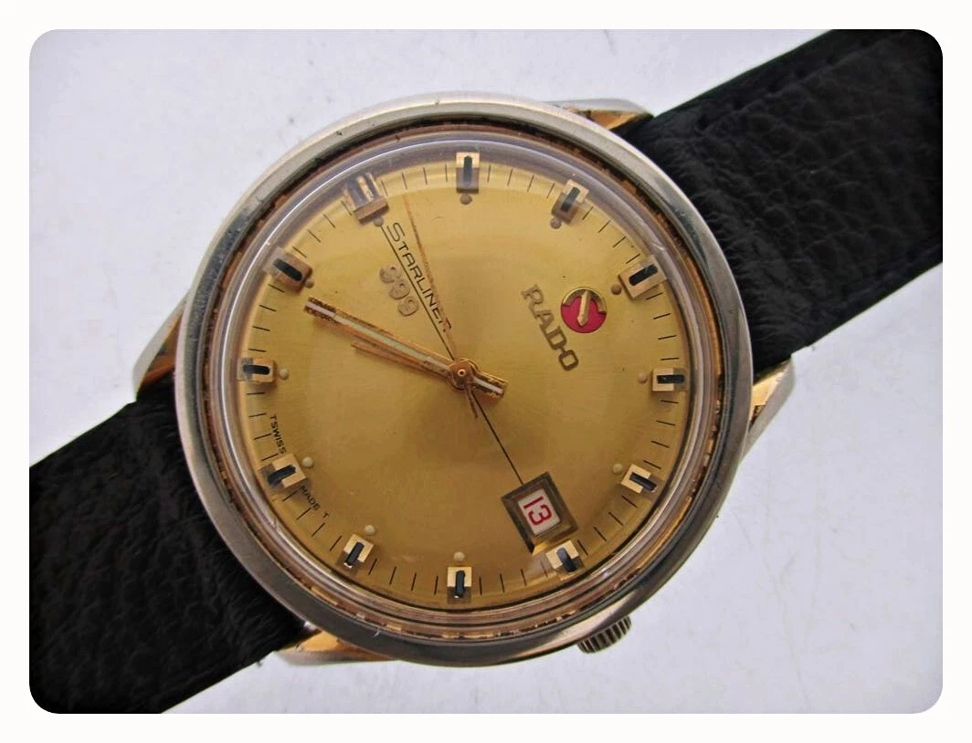 VINTAGE RADO STARLINER 999 ROUND THICK LUGS CASE DATE MENS AUTO WATCH