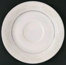 Vintage Crown Ming Jian Shiang Diana Saucer 6 inch Tea Plate White & Silver