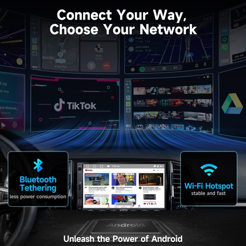 9 inch 2 DIN Car Stereo Bluetooth Carplay Android Wireless Radio w/ F+R Camera - Picture 5 of 10