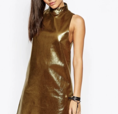 NWT Missguided High Neck Gold Swing Cocktail Party Brunch Mini Dress US 4 |  eBay
