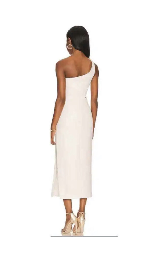 bardot jenna one shoulder dress New Bardot Jenna One Shoulder Dress Orchid White Midi Side Cut Out Slit Xs Nwt