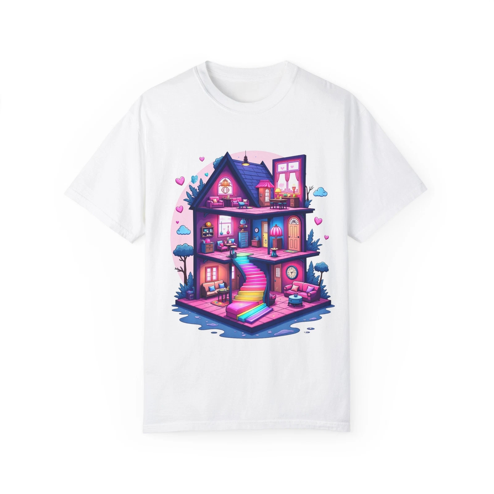 Colorful House Graphic Tee - Vibrant Art Shirt, Casual Wear, Unisex Gift, Summer