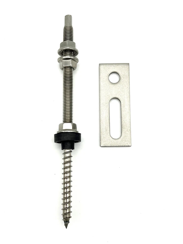 BAUZONE24 Stockschrauben Edelstahl M10 od.Adapterplatte u. Dichtung EPDM Solar Photovolta