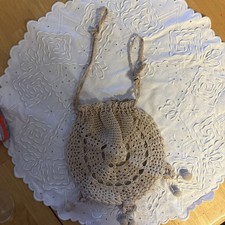 Vintage hand-crocheted drawstring purse, Possibly Edwardian or Victorian era