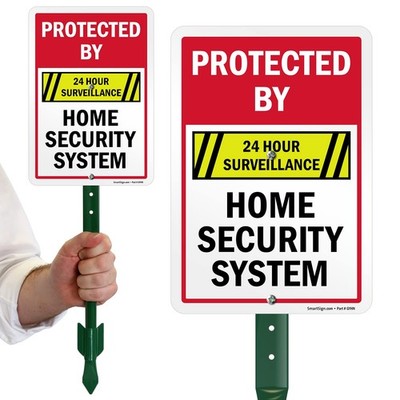 10 x 7 inch  Protected By 24 Hour Surveillance, Home Security System  Yard Si...