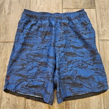 Rhone Guru Athletic Shorts Mens Size S Limoges Acid Camo Blue Gym Workout Run